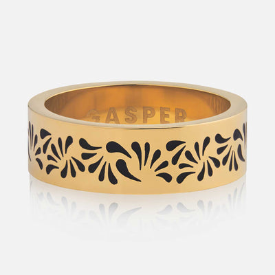 Floral Band Ring - Black