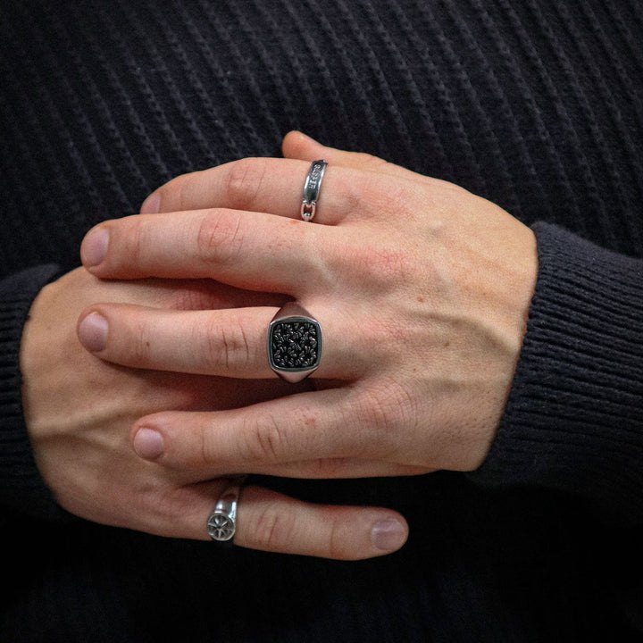 Floral Signet Ring - Black | Premium Ring | Gasper