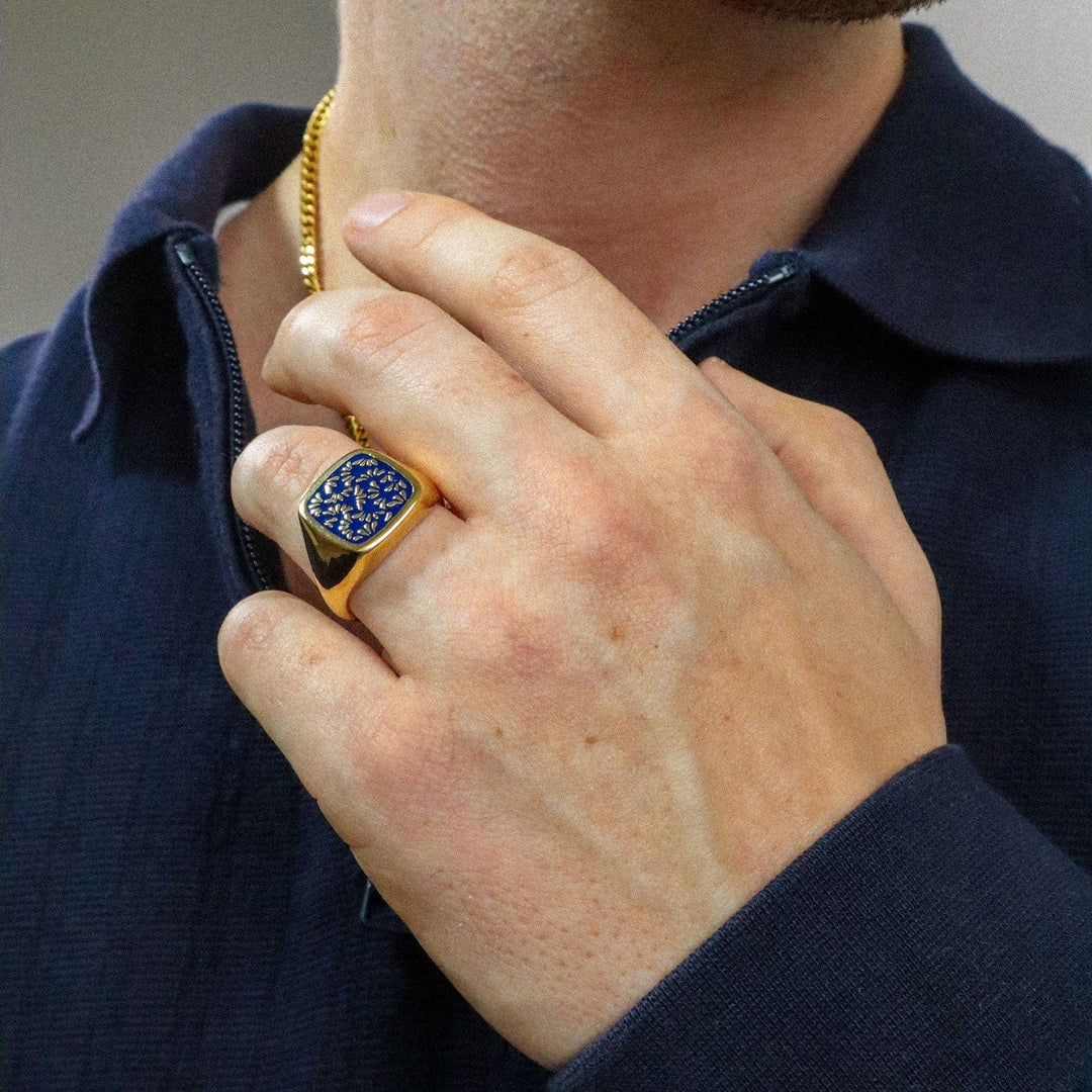 Floral Signet Ring - Blue | Premium Ring | Gasper