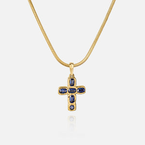 Gemstone Cross Pendant - Tanzanite