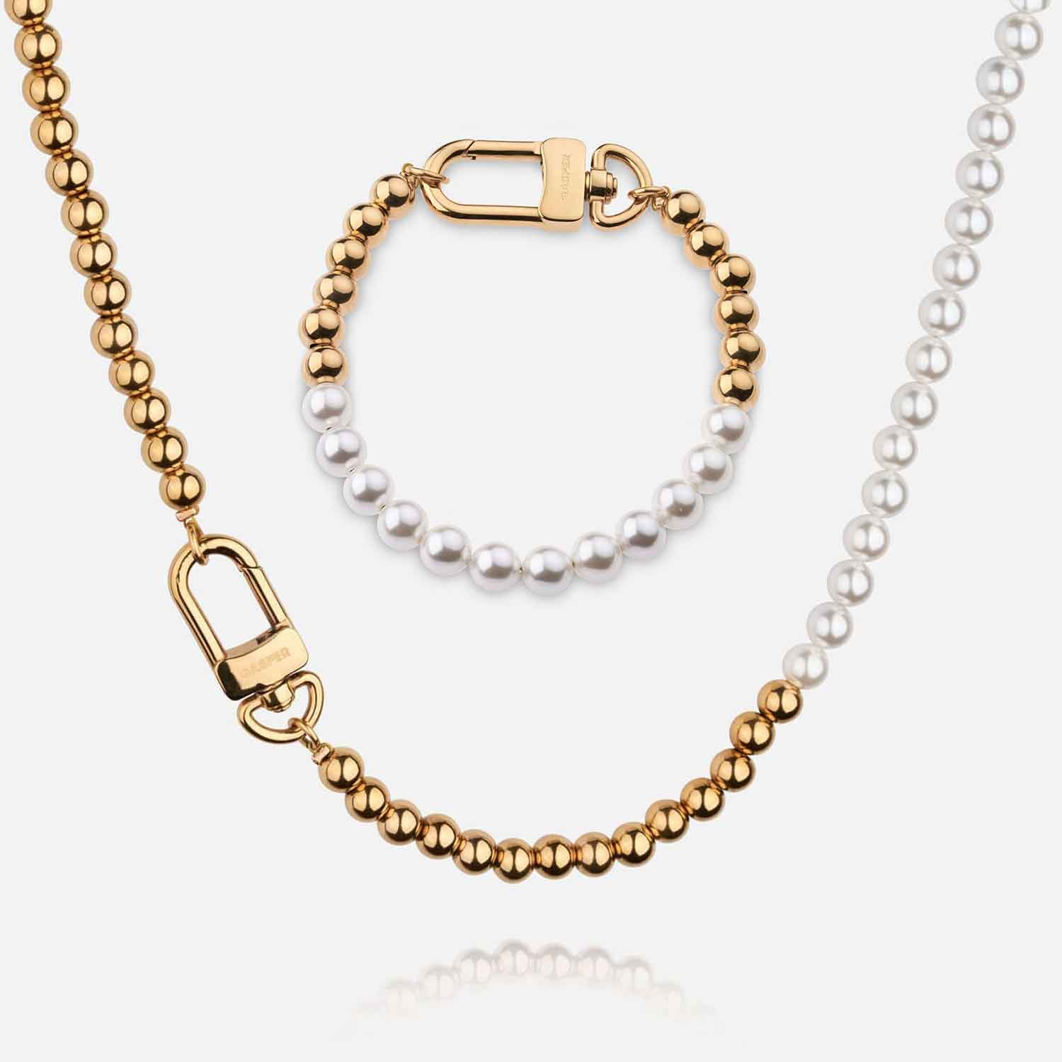 THE GASPER ステンレス 18kメッキ ホワイトパール ネックレス 並行輸入品】メンズパールネックレス メンズパールネックレス