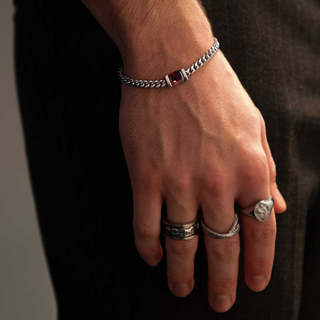 Chip Bracelet - Red Garnet