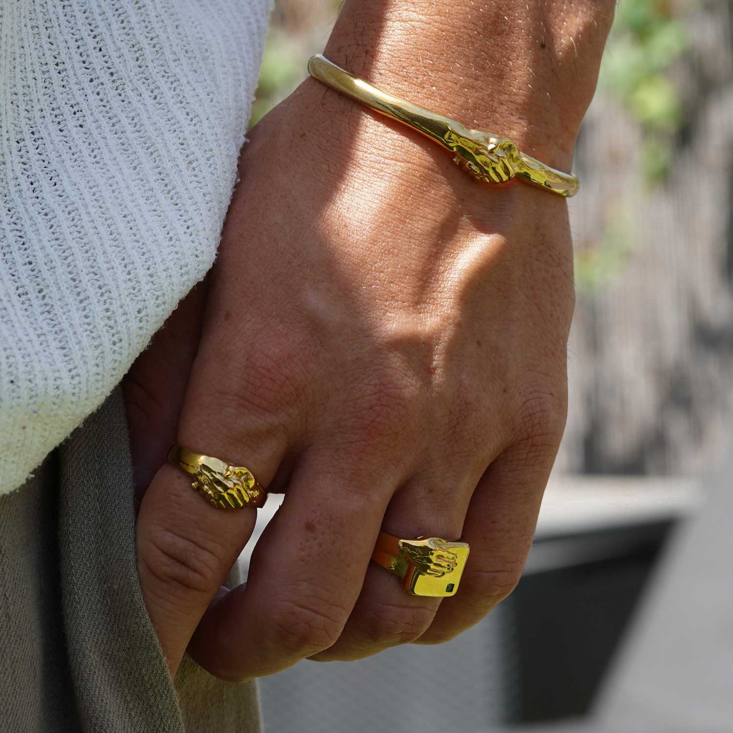 アクセサリー M.W.O.B.H.M / handshake Chain RIng Icon Link Chain Ring, Silver, Gold, Wide|RZ900949 – John Hardy