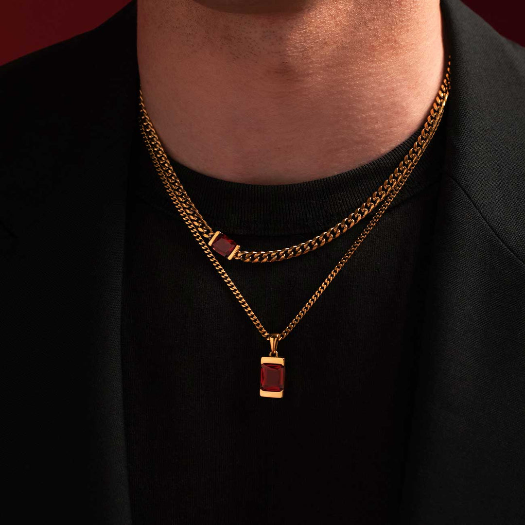 Chip Necklace Set - Red Garnet