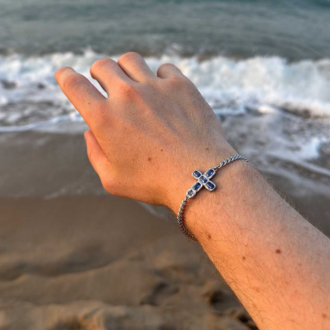 Gemstone Cross Bracelet - Tanzanite