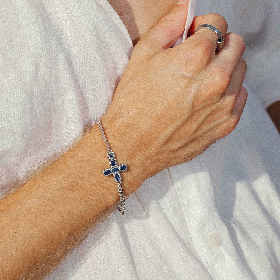 Gemstone Cross Bracelet worn