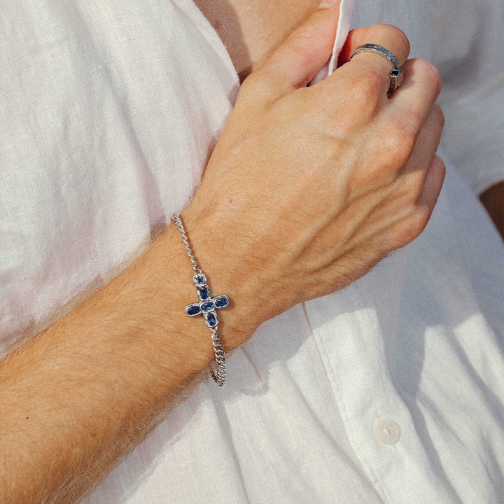 Gemstone Cross Bracelet worn
