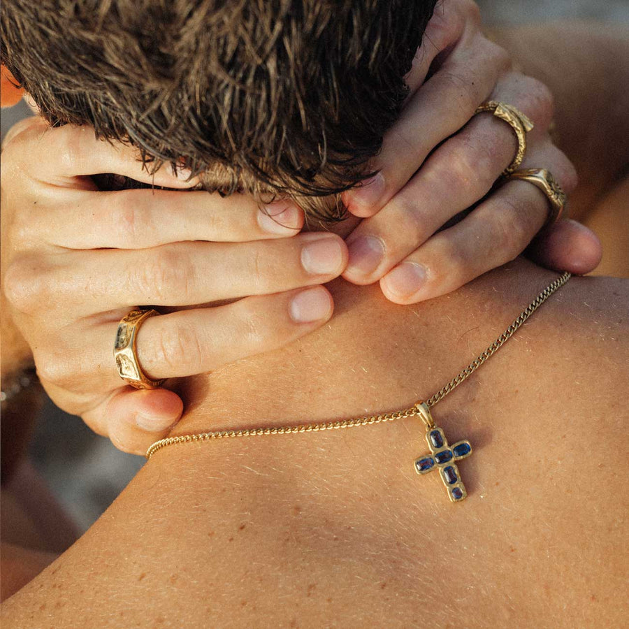 Gemstone Cross Pendant worn
