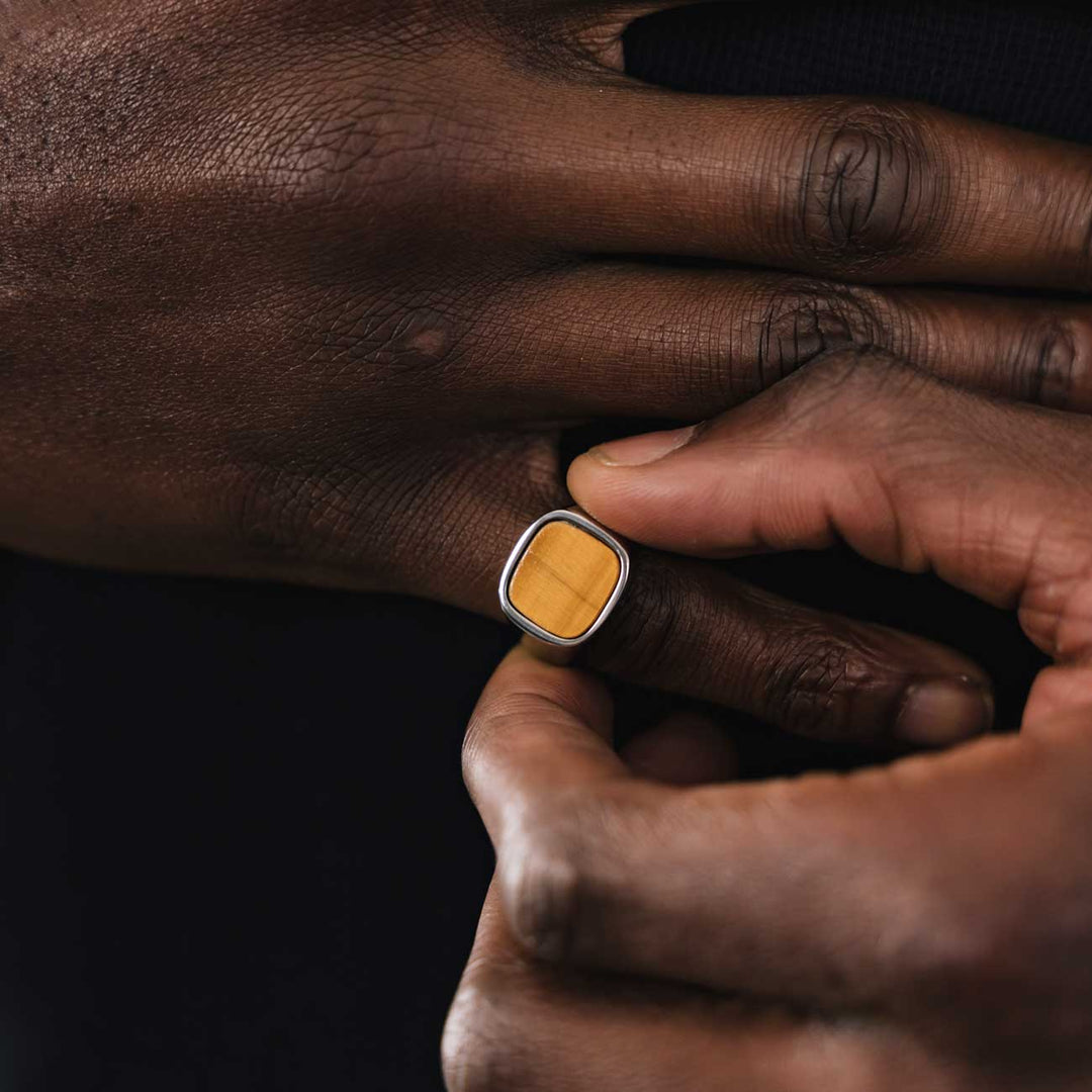 Square Tigers Eye Ring