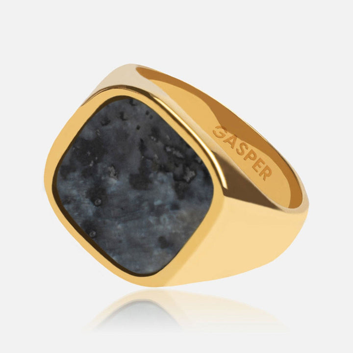 Square Black Spectrolite Ring | Premium Ring | GASPER.CO