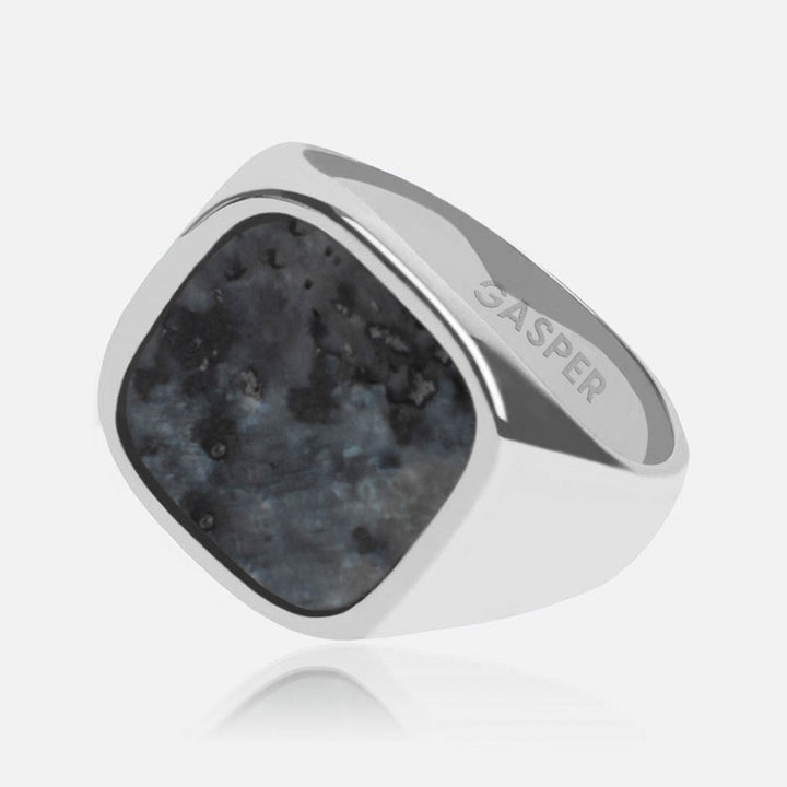 Square Black Spectrolite Ring