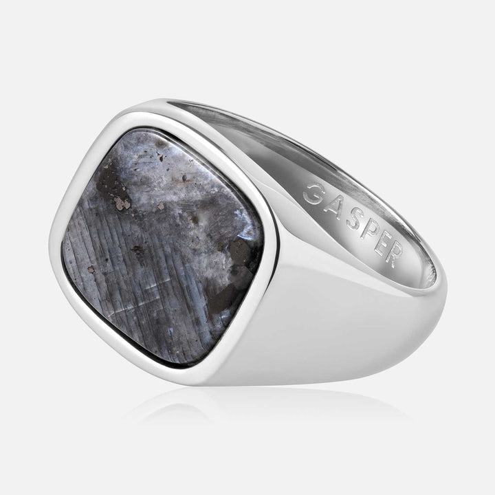 Square Black Spectrolite Ring